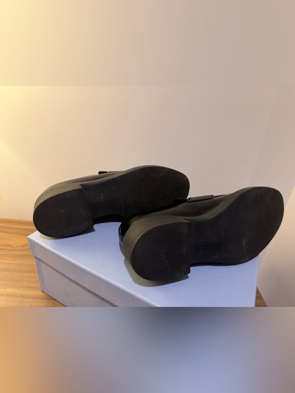 Prada Leather Triangle Logo Black Loafers - Picture 6 of 15